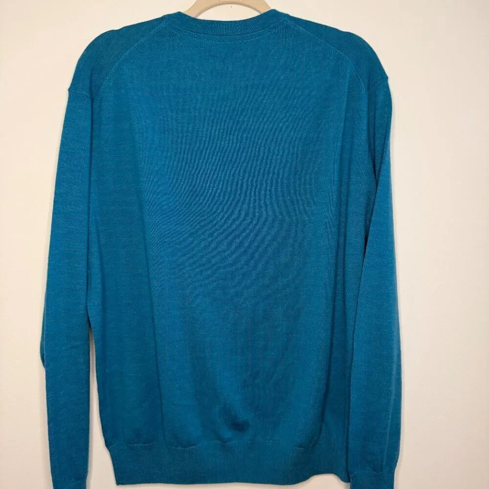 Fairclough & Co. V Neck Sweater Pullover 100% Merino Wool Quiet Luxury - Large